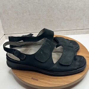 Theresia M. Black‎ Suede Leather Slingback Comfort Sandals Size UK 8 10 US